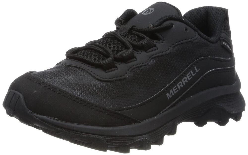 MERRELL UNISEX KID'S MOAB SPEED LOW WTRPF HIKING SHOE, TRIPLE BLACK, 8 US